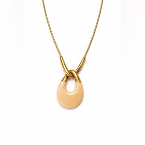 Vintage Trifari Modernist Gold Tone Lucite Pendant Necklace Snake Chain